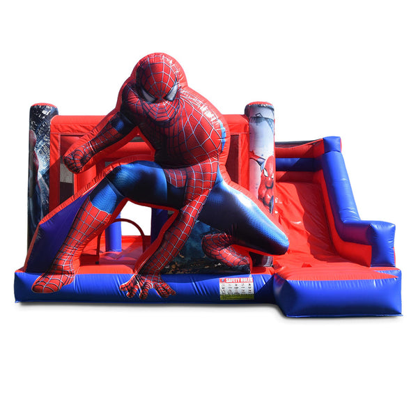 Spiderman 1 Springkussen met Glijbaan Huren (6x6x3.5m)