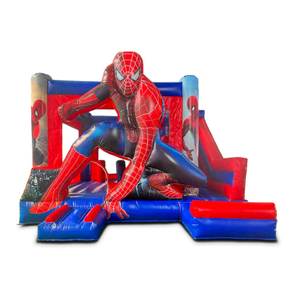 Spiderman 2 Springkussen met Glijbaan Huren (5x5x3.8m)