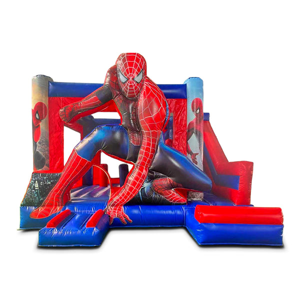 Spiderman 2 Springkussen met Glijbaan Huren (5x5x3.8m)