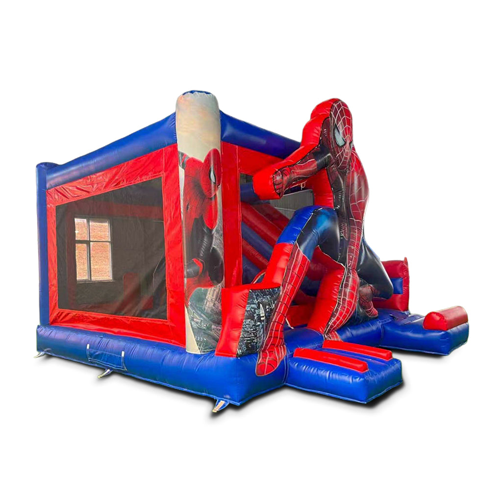 Spiderman 2 Springkussen met Glijbaan Huren (5x5x3.8m)