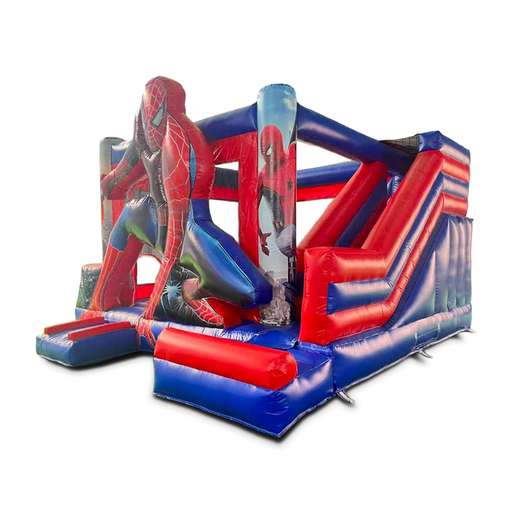 Spiderman 2 Springkussen met Glijbaan Huren (5x5x3.8m)