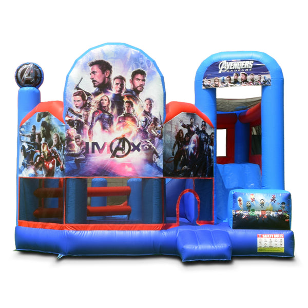 Avengers Springkussen met Glijbaan Huren (5.8x5.5x4m)