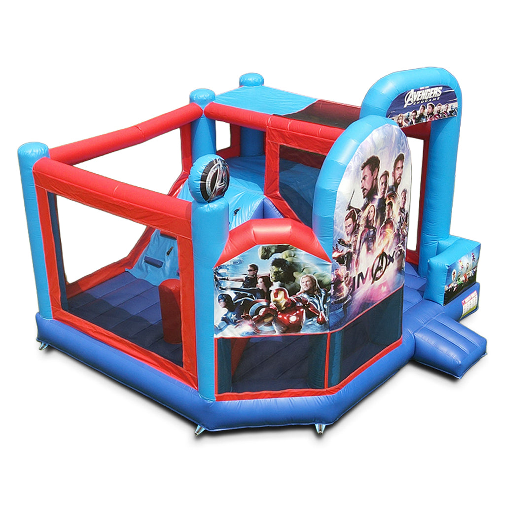 Avengers Springkussen met Glijbaan Huren (5.8x5.5x4m)