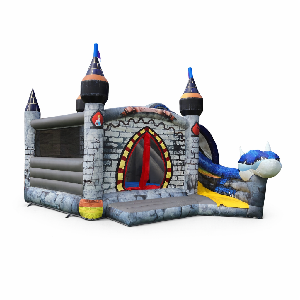 Draken Springkussen met Glijbaan Huren (6.2x5x4m)