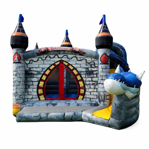 Draken Springkussen met Glijbaan Huren (6.2x5x4m)