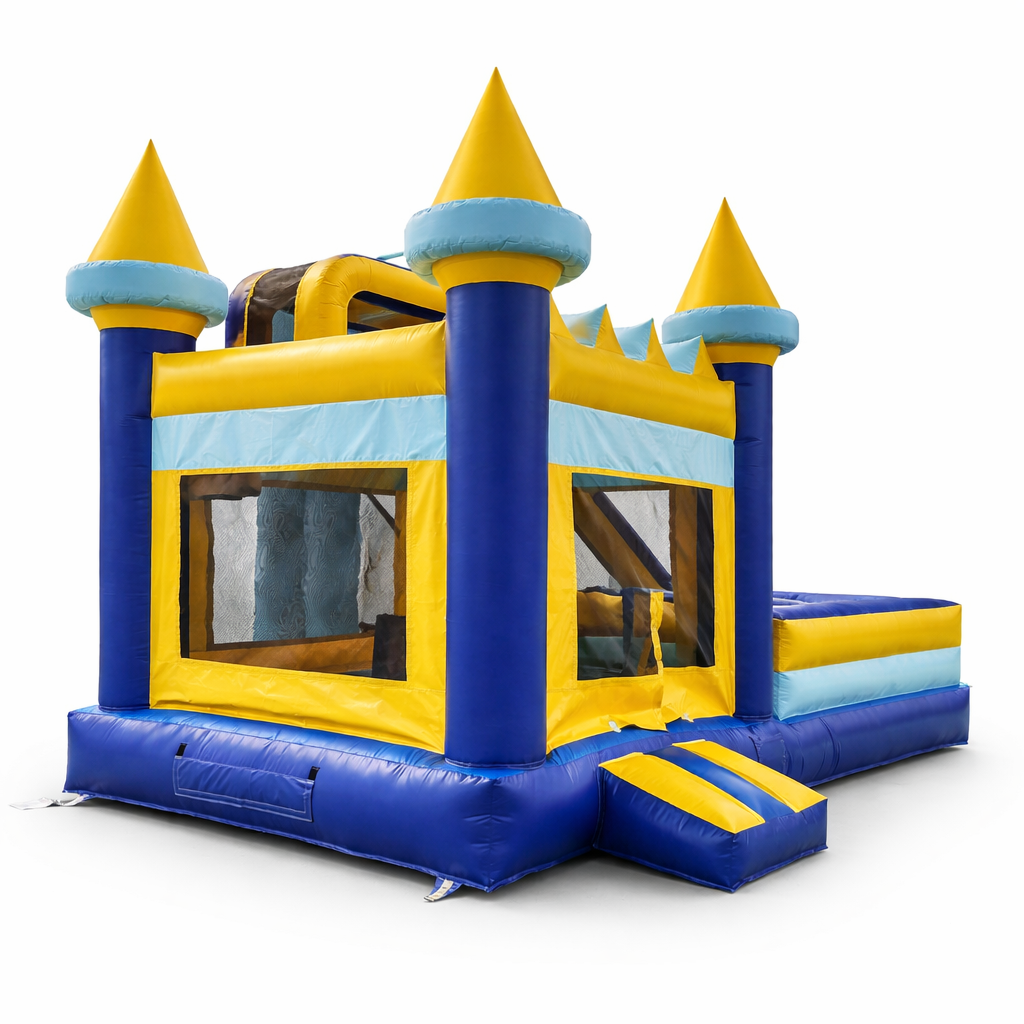 Mega Kasteel Springkussen met Glijbaan Huren (6x6x4.8m)