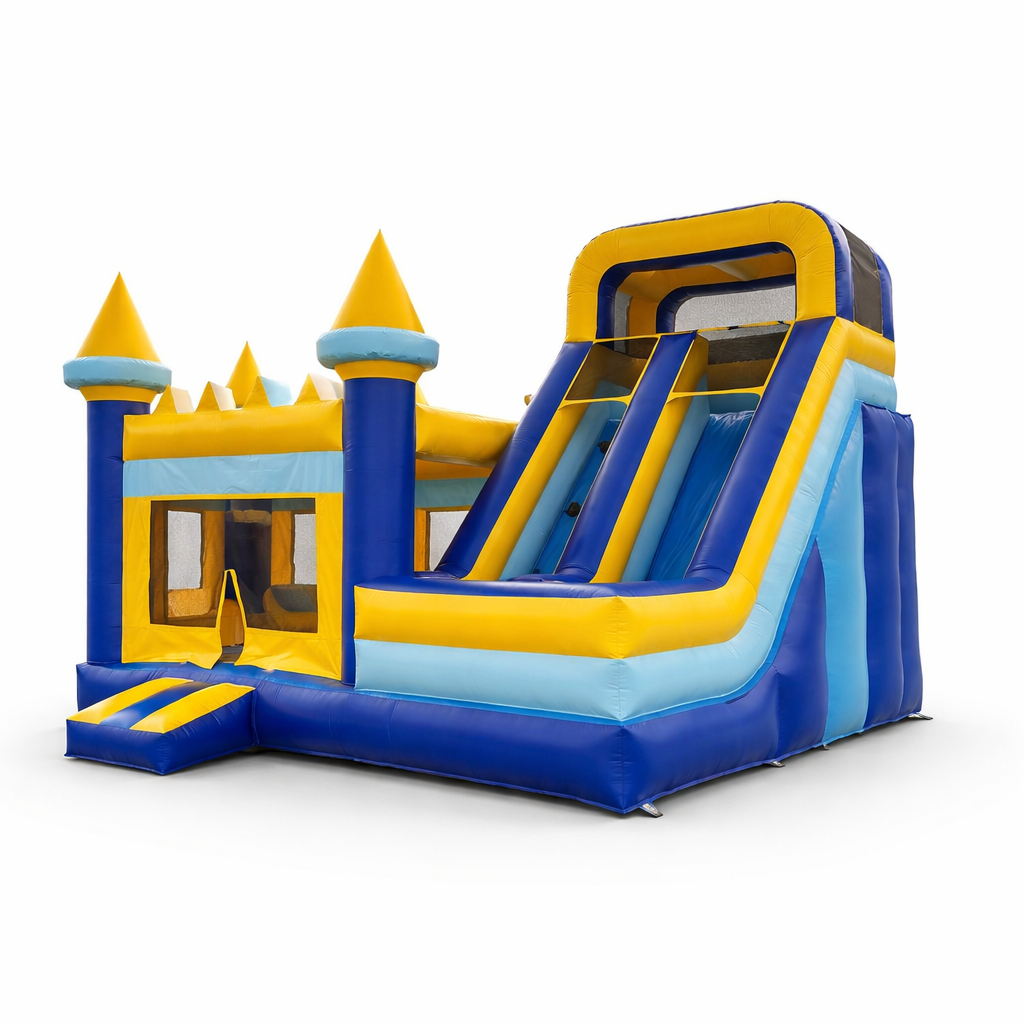 Mega Kasteel Springkussen met Glijbaan Huren (6x6x4.8m)