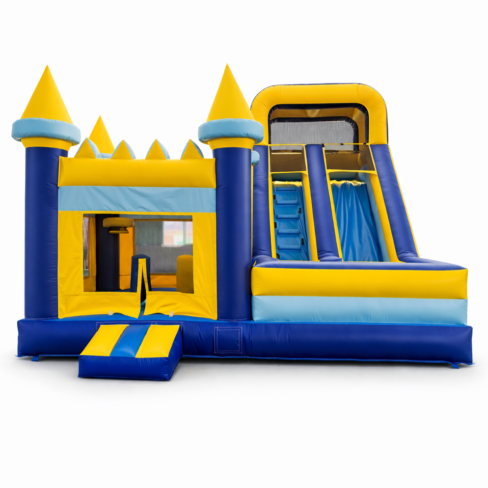 Mega Kasteel Springkussen met Glijbaan Huren (6x6x4.8m)