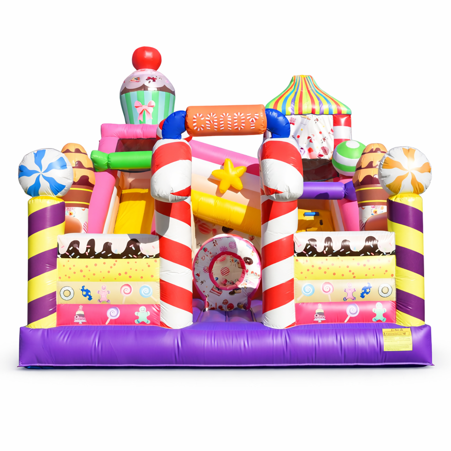 Snoep Springkussen met Glijbaan Huren (7.5x5.5x4.5m)