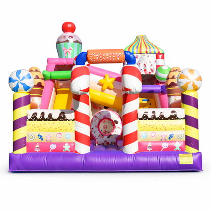 Snoep Springkussen met Glijbaan Huren (7.5x5.5x4.5m)