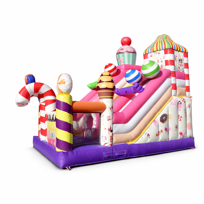 Snoep Springkussen met Glijbaan Huren (7.5x5.5x4.5m)