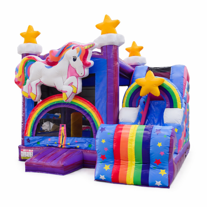 Unicorn 1 Springkussen met Glijbaan Huren (4.5x4.5x4m)