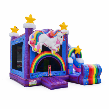 Unicorn 1 Springkussen met Glijbaan Huren (4.5x4.5x4m)